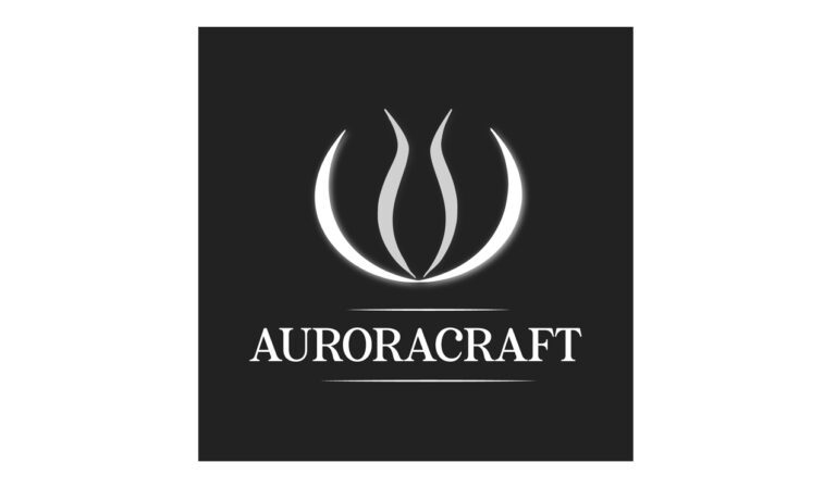 A black and white logo of auroracraft